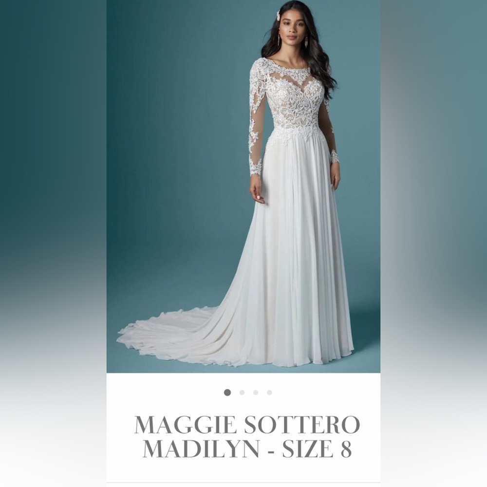 New Maggie Sottero “Madilyn” Wedding Dress/Gown Ivory/Nude Size 8. Includes Veil - Picture 2 of 16